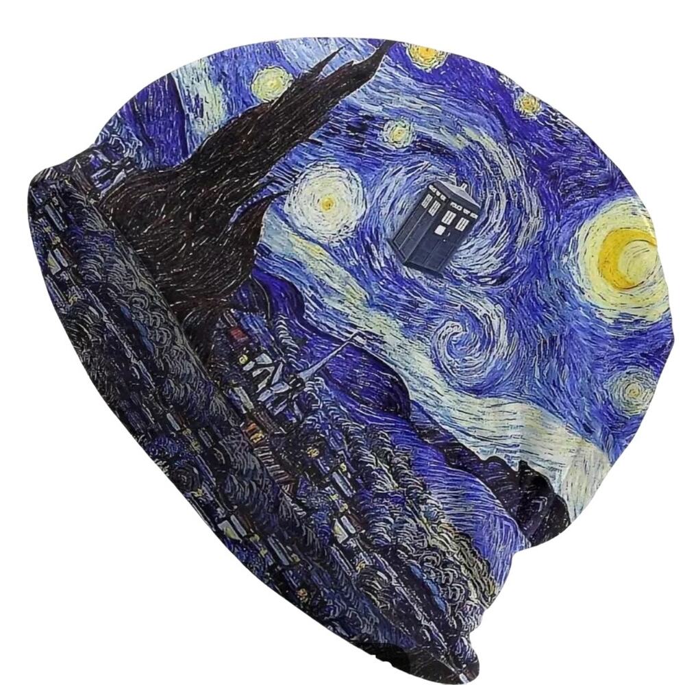 Doctor Who Starry Night Hat Beanie Tardis Stocking Cap Cosplay Whimsy Van Gogh